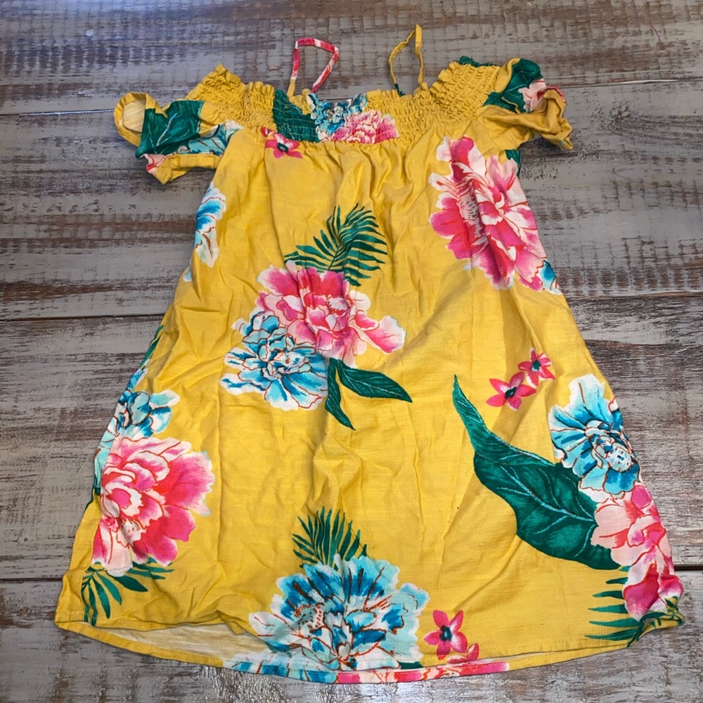Tropical Linen Off the Shoulder Dress Size 6-7